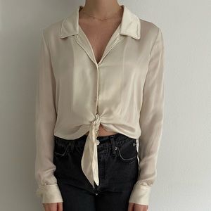 NEVER WORN/NWT - Whitish/cream 100% silk blouse XXS